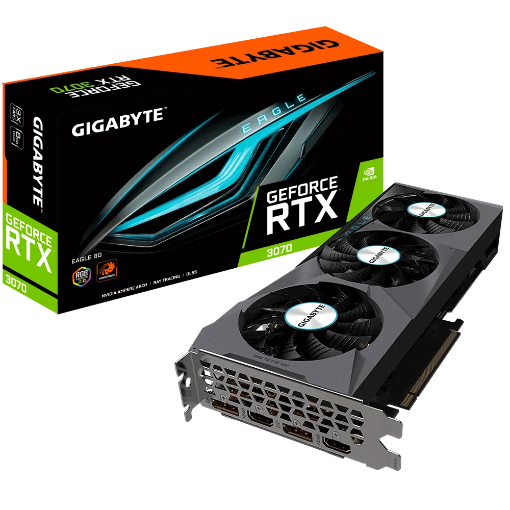 GIGABYTE nVidia RTX 3070 EAGLE - 8GB GDDR6 2xDP/ 2x HDMI 1.0