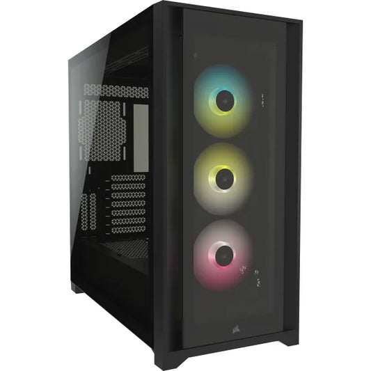 5000X RGB Black Tempered Glass Mid-Tower; 2x 3.5'' |  4x 2.5'' Drive Bays; Up to 360mm Radiator compatible; 3x 120mm fan incl