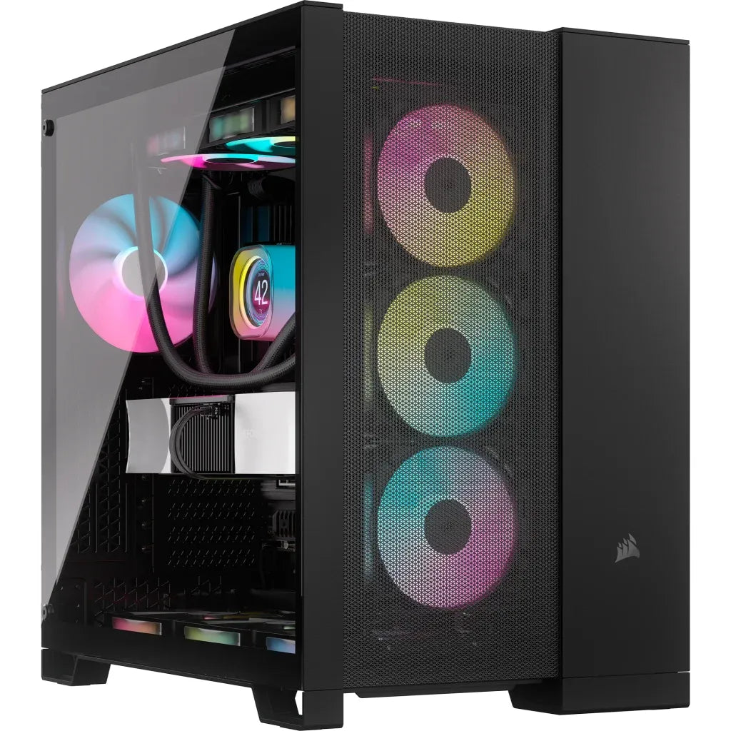 6500D Airflow Black Tempered Glass Mid-Tower; 2x 3.5'' |  2x 2.5'' Drive Bays; Up to 360mm Radiator compatible