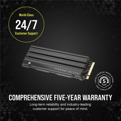 Corsair MP600 ELITE 2TB Gen4 PCIe x4 NVMe M.2 SSD with heatsink; Read Up To 7000MB/s; Write up to 6500MB/s