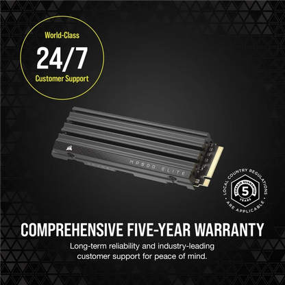 Corsair MP600 ELITE 2TB Gen4 PCIe x4 NVMe M.2 SSD with heatsink; Read Up To 7000MB/s; Write up to 6500MB/s