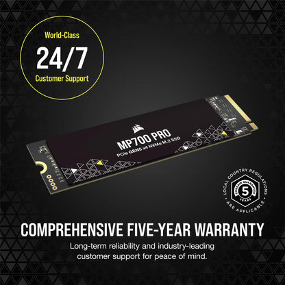Corsair MP700 PRO 1TB M.2 NVMe PCIe Gen. 5 x4 SSD (no heatsink); Read Up To 11 700MB/s; Write up to 9600MB/s
