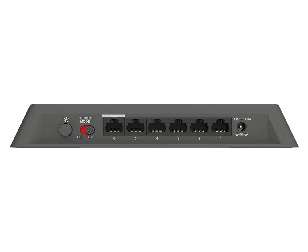 6-Port 2.5GE Unmanaged switch Turbocharged multi-gig switch for work or play; 5x 2.5GE LAN ports; 1x 10 Gbps port for NAS or Upl