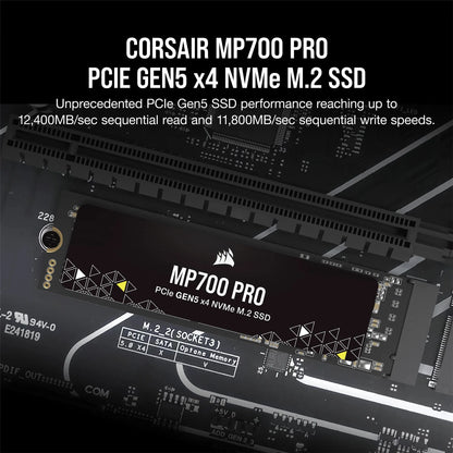 Corsair MP700 PRO 4TB M.2 NVMe PCIe Gen. 5 x4 SSD (no heatsink); Read Up To 12 400MB/s; Write up to 11 800MB/s