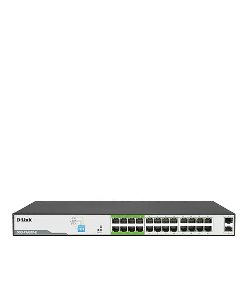 D-Link 26-Port 10/100/1000Mbps Unmanaged Gigabit Long Range PoE Switch (24x PoE ports + 2x SFP uplink ports)