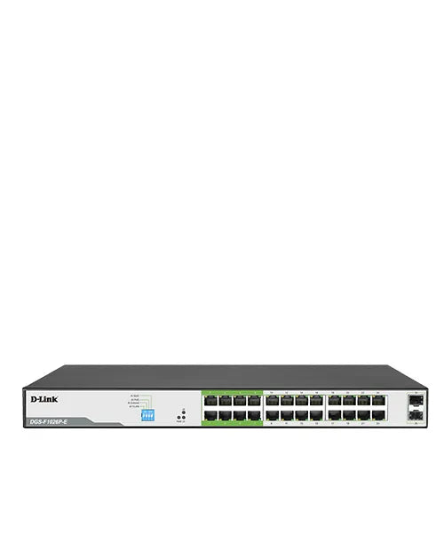 D-Link 26-Port 10/100/1000Mbps Unmanaged Gigabit Long Range PoE Switch (24x PoE ports + 2x SFP uplink ports)
