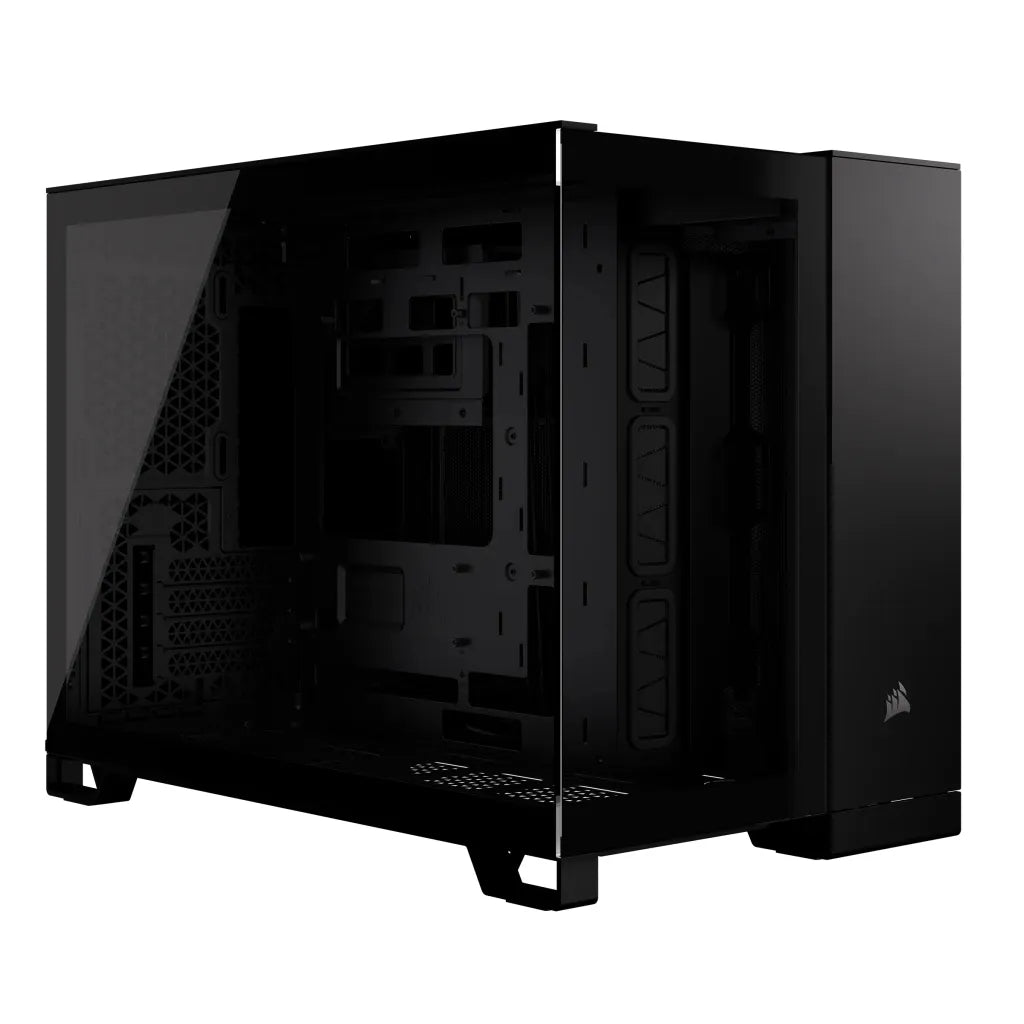 2500D Airflow Black Mid-Tower Dual Chamber PC Case; 2x 3.5'' |  2x 2.5'' Drive Bays; Up to 360mm Radiator compatible