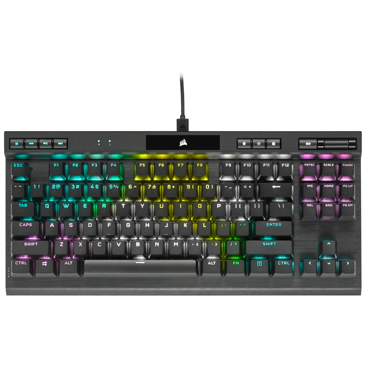 Corsair K70 RGB TKL Optical-Mechanical Gaming Keyboard; Backlit RGB LED; CORSAIR OPX Keyswitches; Black