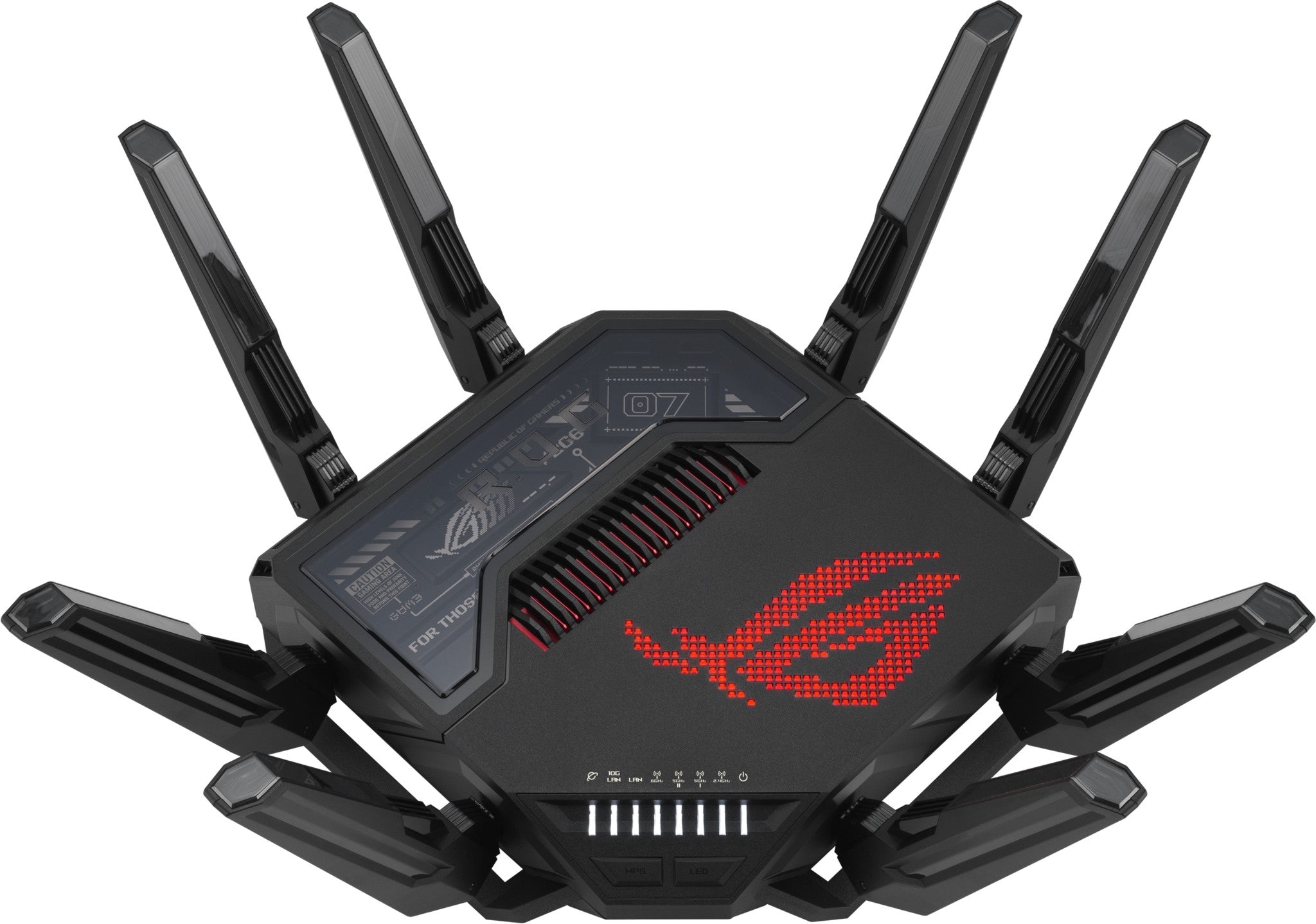 ASUS ROUTER/Gaming/2.4GHz 4x4/5GHz4x4/6GHz-1 4x4/6GHz 2 4x4/1376+5764+11529+11529Mb /2xWAN/5xLAN/2xUSB/AiMesh/AiProtection/VPN/