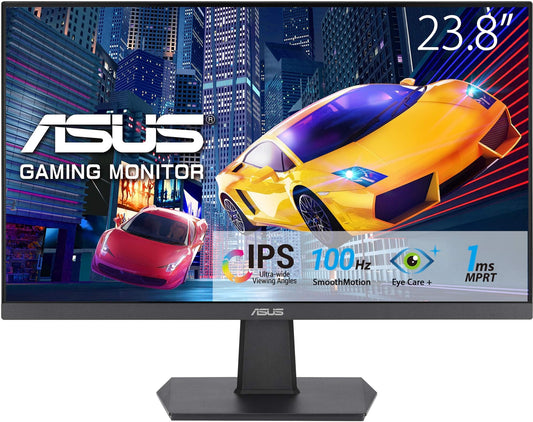 ASUS VA24EHF Eye Care Monitor|24 inch|IPS Full HD|Frameless|100Hz|Adaptive-Sync|1ms MPRT|HDMI|Low Blue Light|Flicker Free|VESA