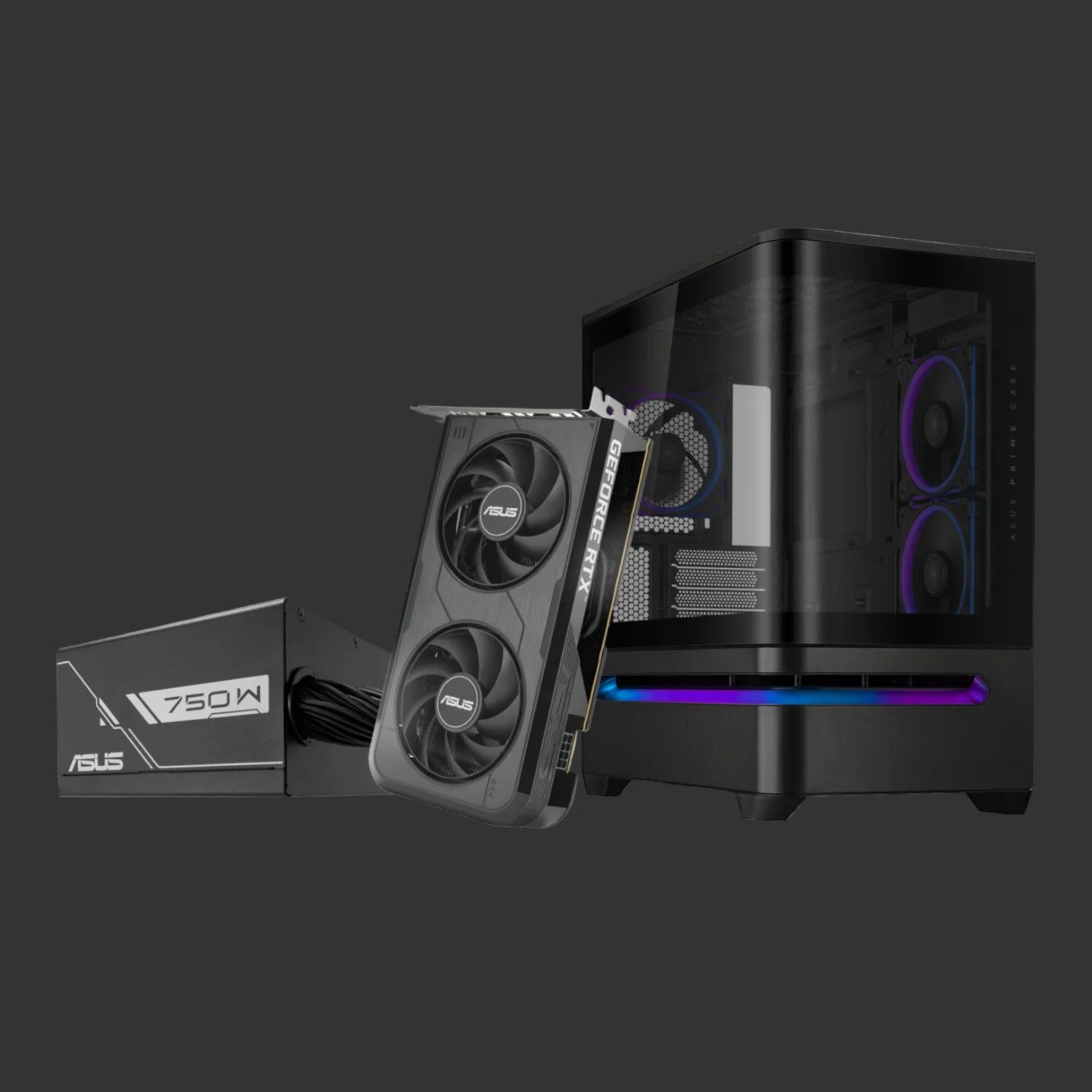 Asus UWM 1 Gaming Chassis/Graphics Card/Power Supply Combo (AP202 ARGB | RTX 5050 | PRIME 750W)