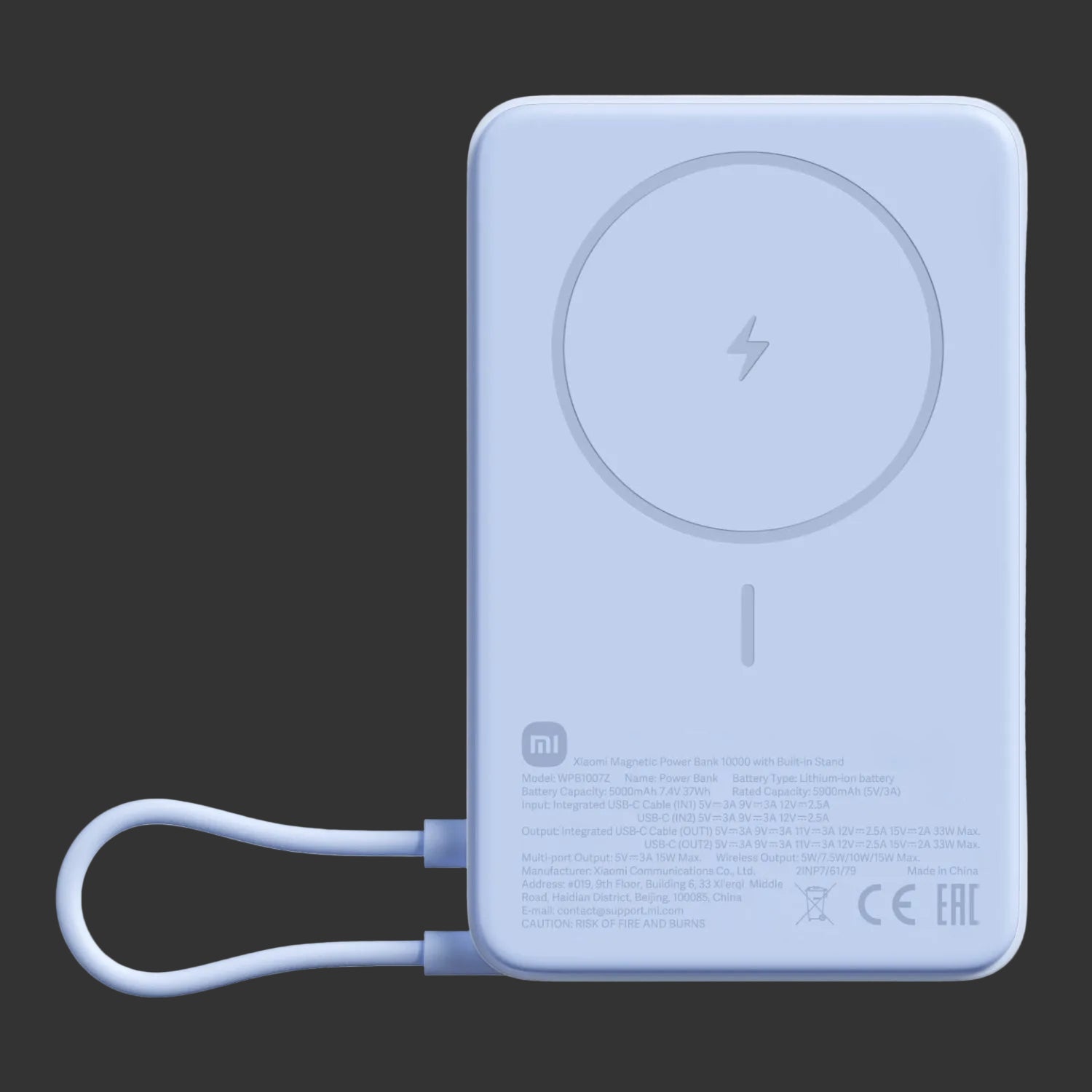 Xiaomi Magnetic Power Bank 10000mAh with Built-in Stand - Blue