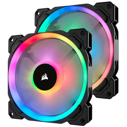 Corsair LL140 RGB 140mm Dual Light Loop RGB LED PWM 600 - 1300 RPM Cooling Fan — 2 Fan Pack with Lighting Node PRO