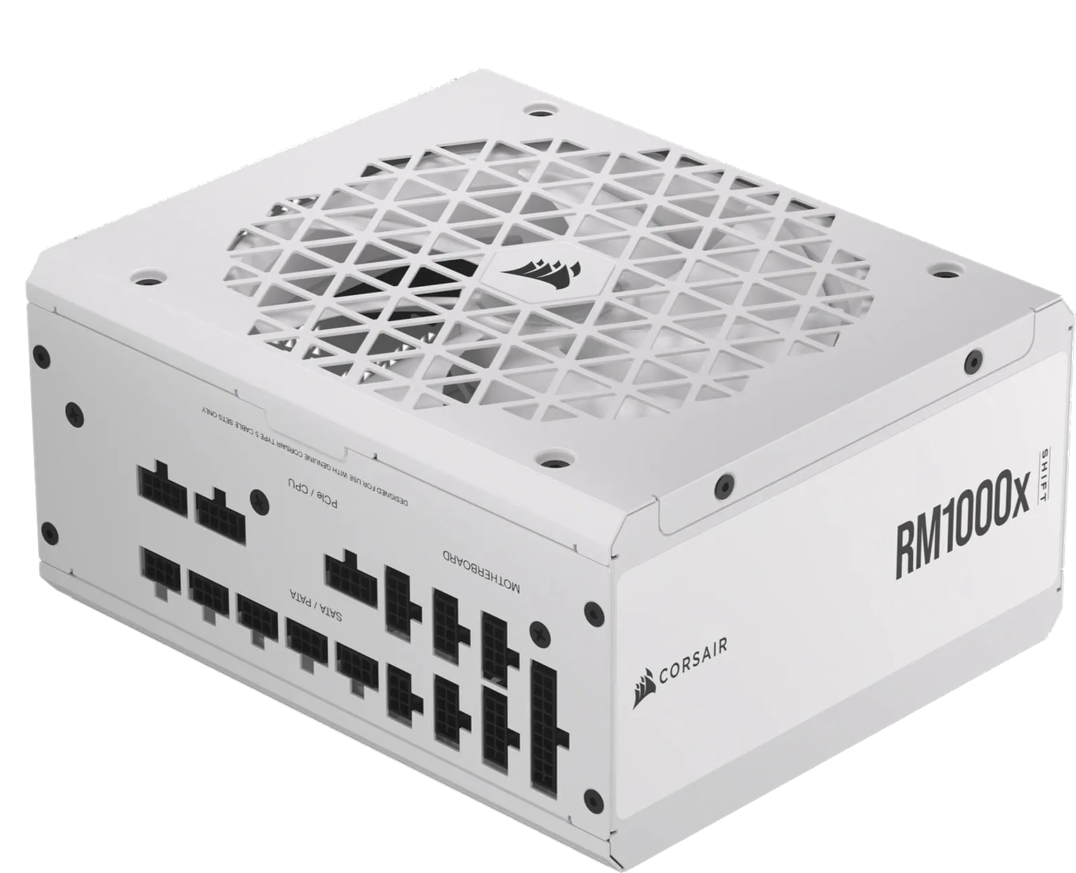 Corsair RM1000x Shift White —1000 Watt 80 PLUS Gold;10yr Warranty. ATX (1); EPS (2);PCI-E (4);12VHPWR (1);PATA (8);SATA (12)
