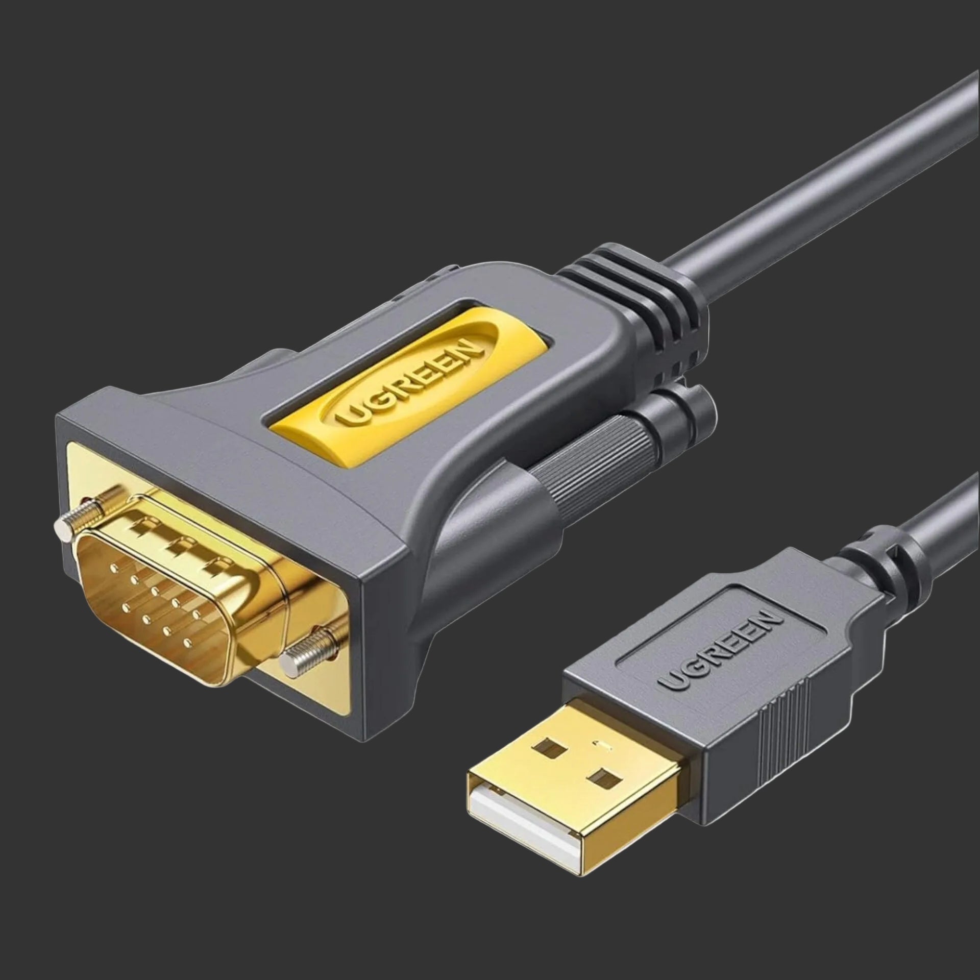 UGREEN USB 2.0 to RS-232 Serial Adapter Cable (USB-A Male to DB9 Male)-Black