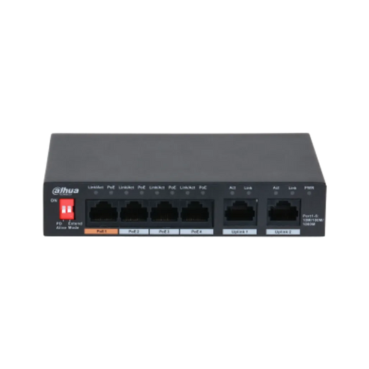 Dahua 6-Port Unmanaged Desktop Switch with 4-Port PoE total Budget 60W