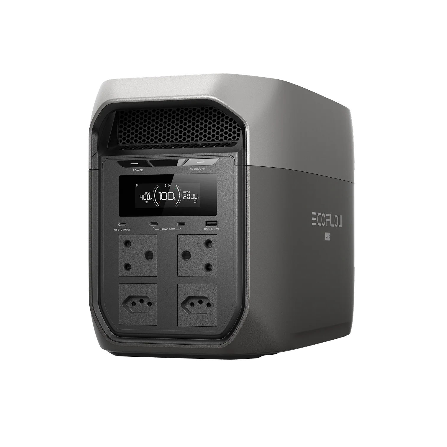 Ecoflow Delta 3 Max Portable Power Station - 2400W output; 2048Wh battery; 500W Solar charger; 10ms Switchover -SA Socket
