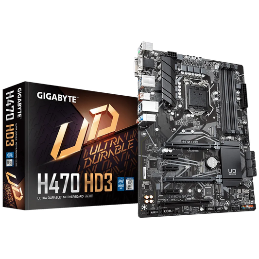GIGABYTE Intel® H470 Chipset for 10th Gen LGA 1200; 4x DDR4; 2x M2; D-SUB; DVI; HDMI; ATX