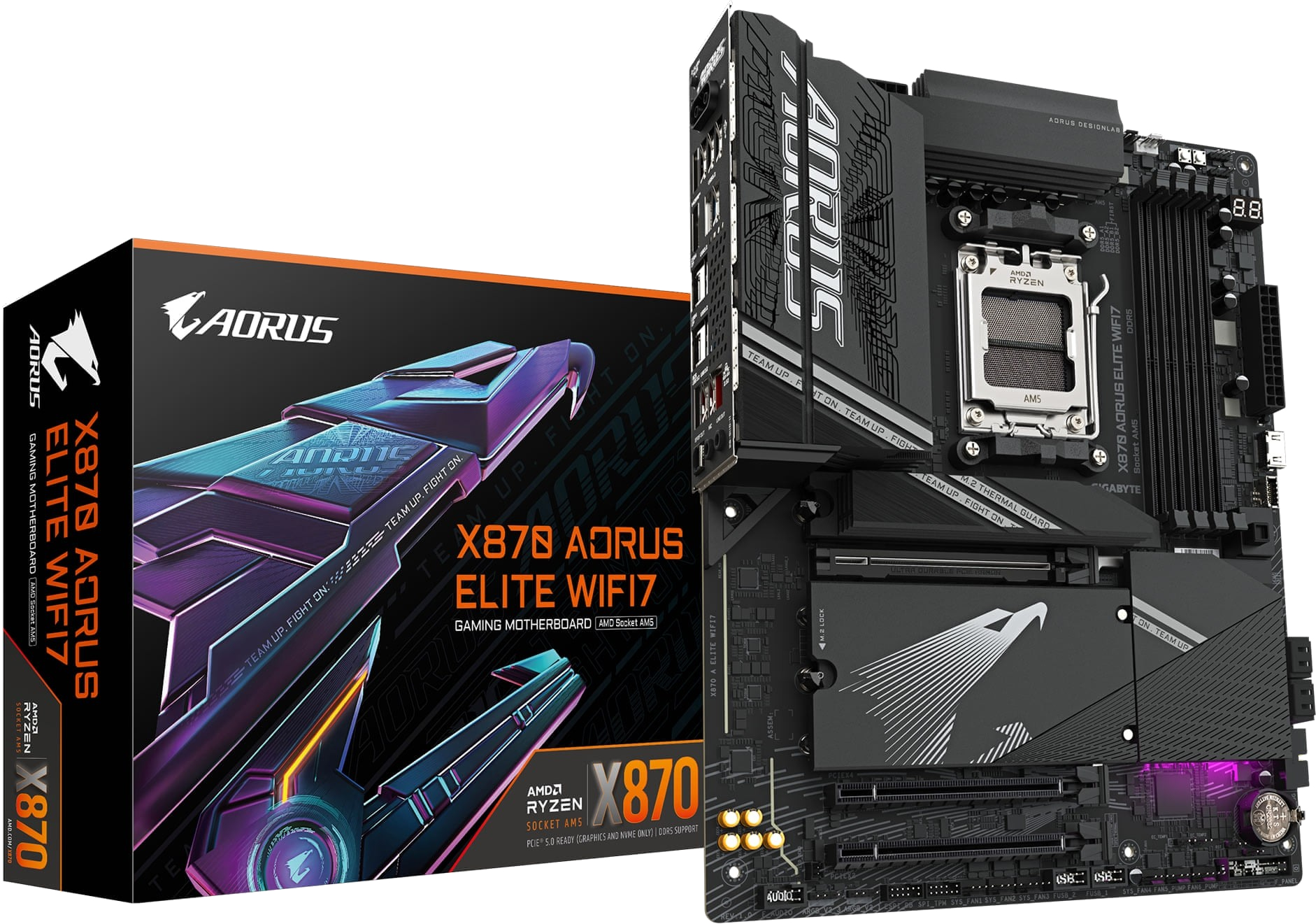 GIGABYTE Aorus AMD X870 Chipset for AMD AM5; 4x DDR5; 4x M2; 2x HDMI (1x Front)/2 x USB4® USB Type-C®; ATX.