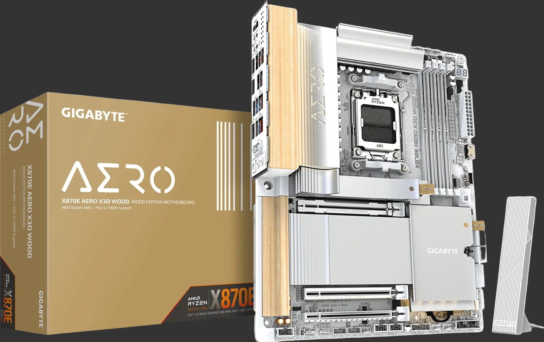GIGABYTE AERO WOOD AMD X870 Chipset for AMD AM5; 4x DDR5; 4x M2; HDMI/2 x USB4® USB Type-C®; ATX.