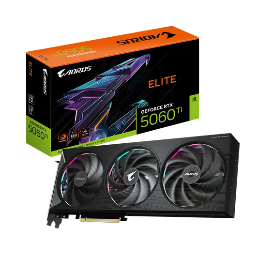 GIGABYTE nVidia GeForce RTX 5060Ti AORUS ELITE 16G - 16GB GDDR7; 128-Bit Memory Bus; 1x HDMI; 3x DisplayPort .