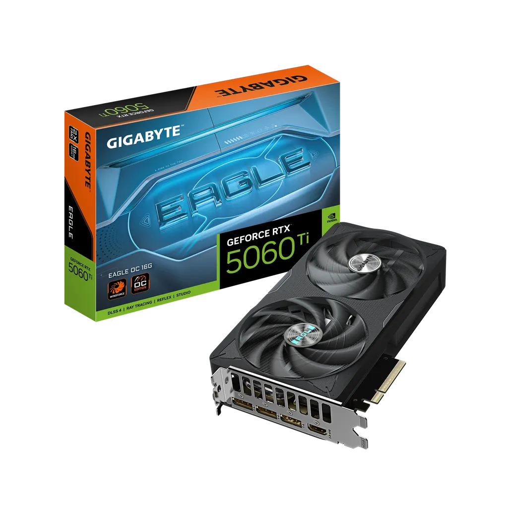 GIGABYTE nVidia GeForce RTX 5060Ti EAGLE OC 16GB - 16GB GDDR7; 128-Bit Memory Bus; 1x HDMI; 3x DisplayPort .