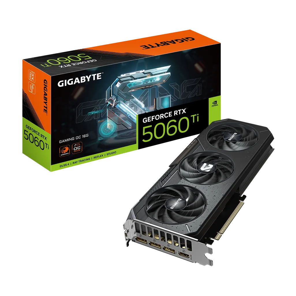 GIGABYTE nVidia GeForce RTX 5060Ti GAMING OC 16GB - 16GB GDDR7; 128-Bit Memory Bus; 1x HDMI; 3x DisplayPort . .