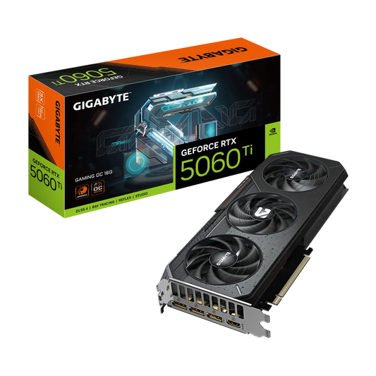 GIGABYTE nVidia GeForce RTX 5060Ti GAMING OC 16GB - 16GB GDDR7; 128-Bit Memory Bus; 1x HDMI; 3x DisplayPort . .