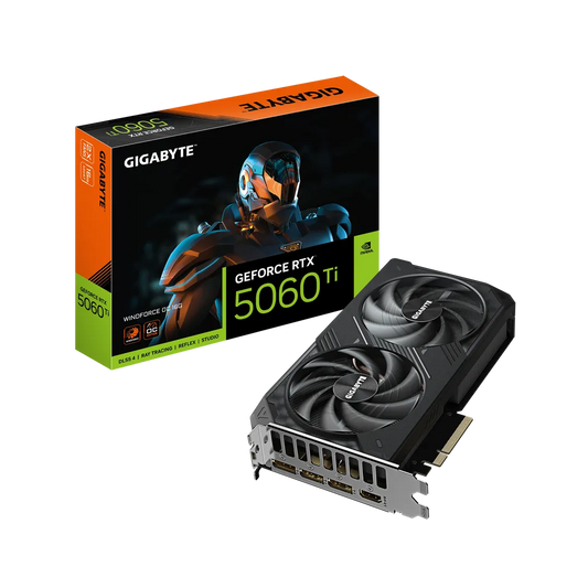 GIGABYTE nVidia GeForce RTX 5060Ti WINDFORCE OC 16GB - 16GB GDDR7; 128-Bit Memory Bus; 1x HDMI; 3x DisplayPort .