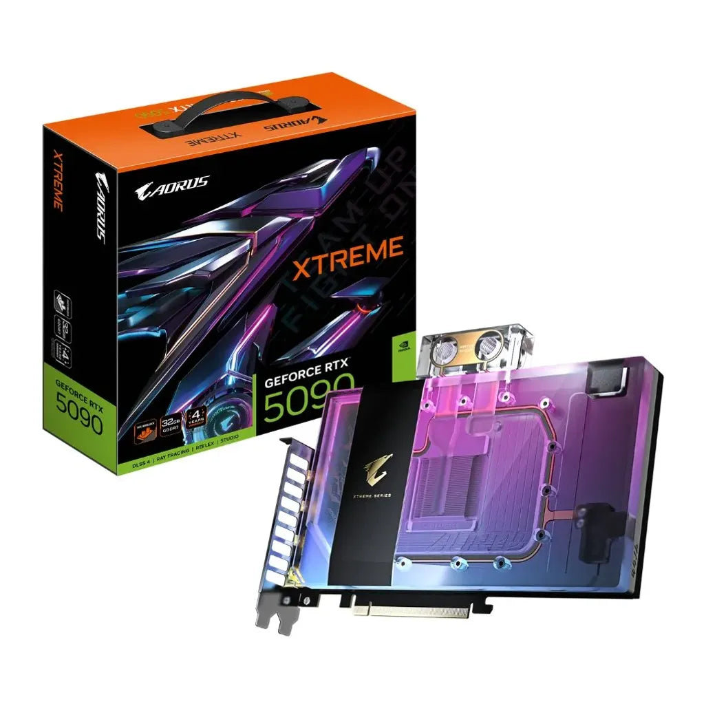 GIGABYTE nVidia GeForce RTX 5090 AORUS EXTREME WB  - 32GB GDDR7; 512-Bit Memory Bus; 1x HDMI; 3x DisplayPort; Min 1000W PSU. .