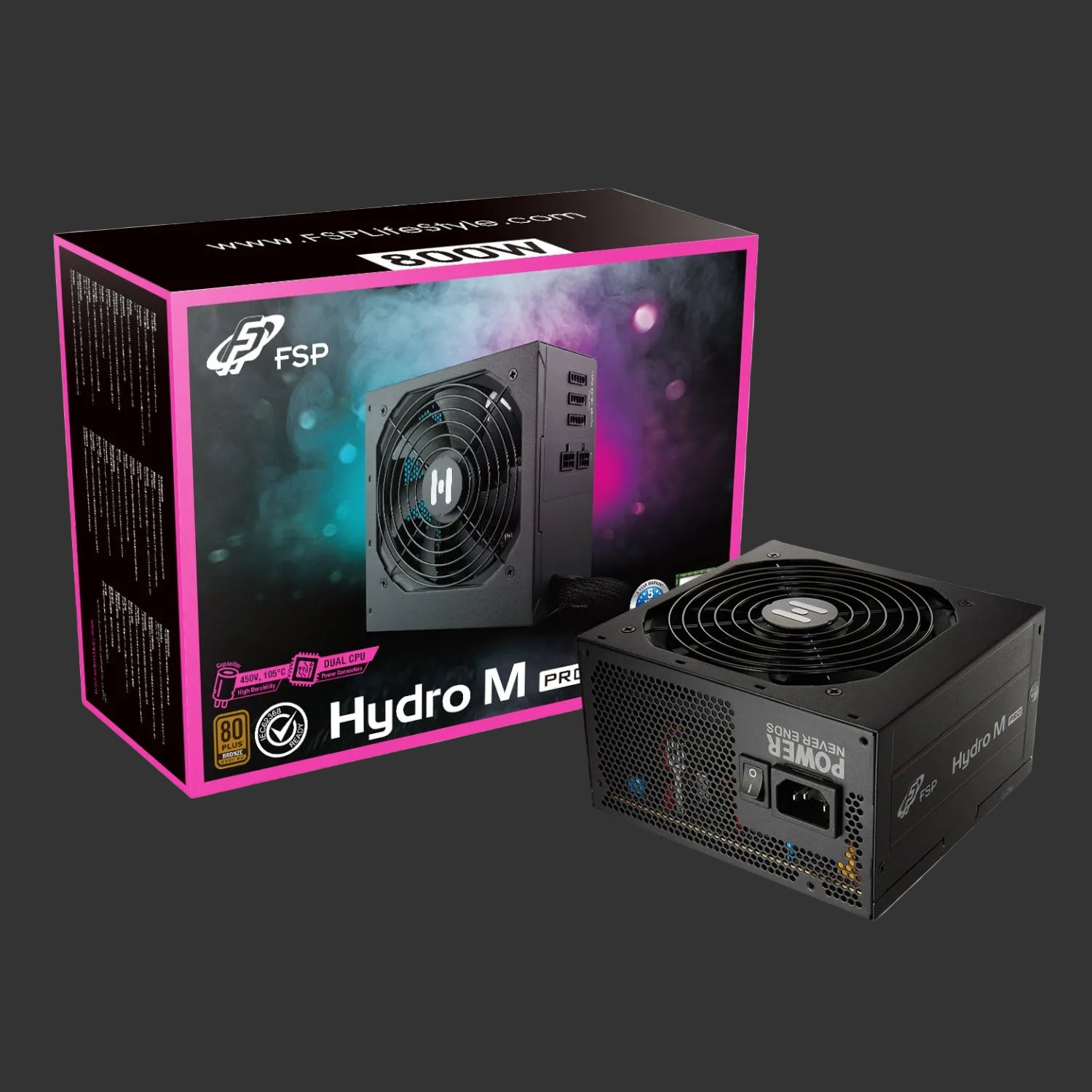 FSP Hydro M Pro 800W 80PLUS Bronze Gen5 Semi-modular Power Supply