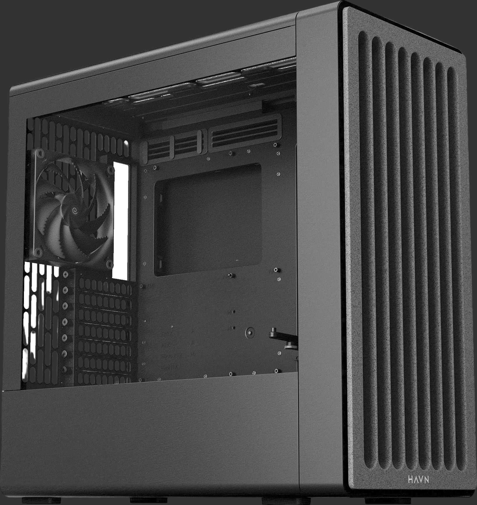 Aerocool HAVN BF 360 Flow Black EATX case - Adjustable GPU Bracket - Supports up to 7 fans (2x180; 1x140mm incl) - 2x 3.5'' or 4