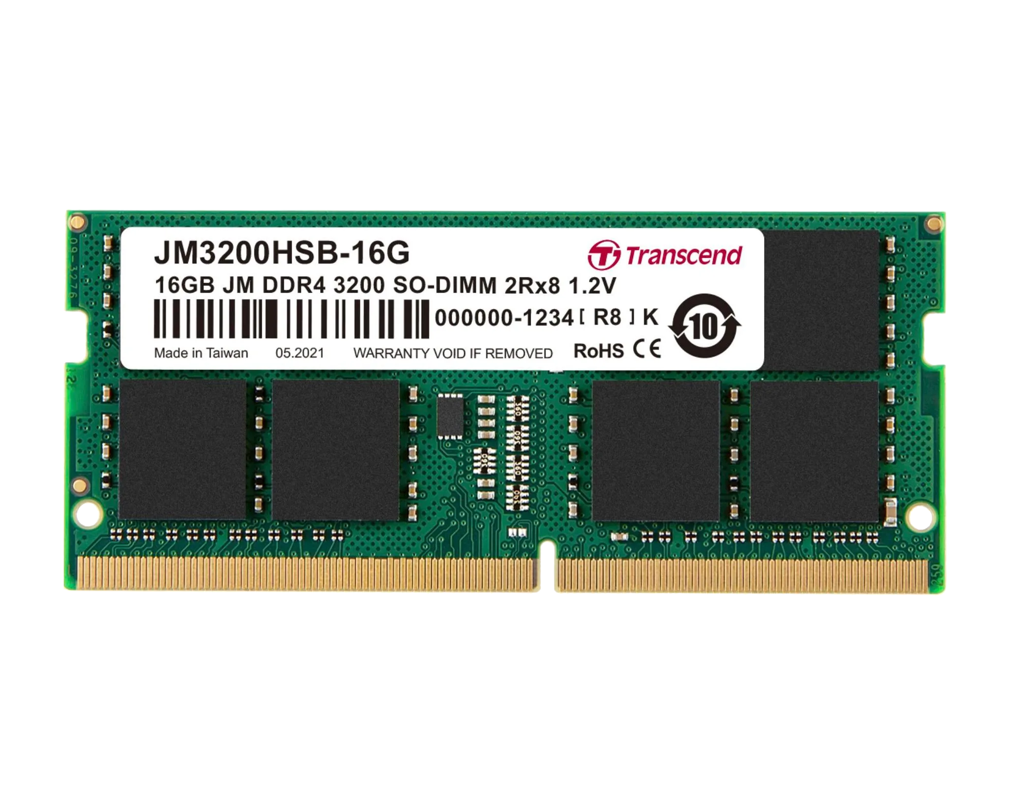 TRANSCEND JET MEMORY 16GB DDR4-3200 NOTEBOOK SO-DIMM 2RX8 CL22