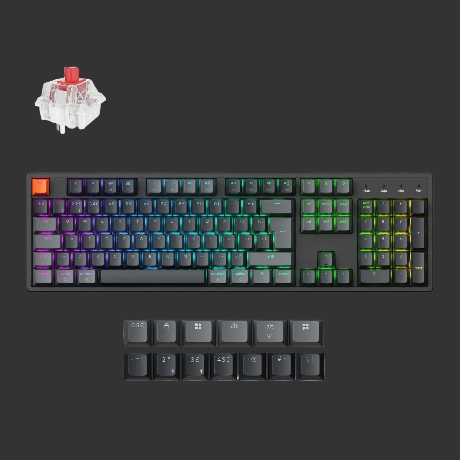 Keychron K10 QMK Full-size RGB Wireless Custom Mechanical Keyboard V.2 (Super RED Switch) – Black