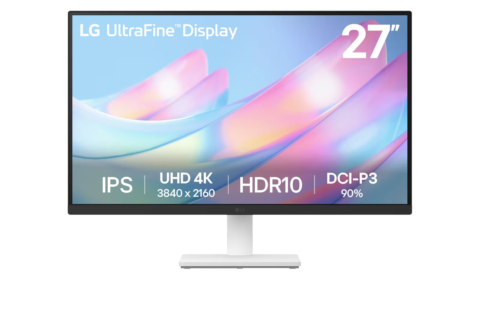 LG UltraFine 27'' 4K UHD IPS Monitor - White; 3840x2160 IPS; White Backpanel; HDMI; Display Port; Tilt Functionality