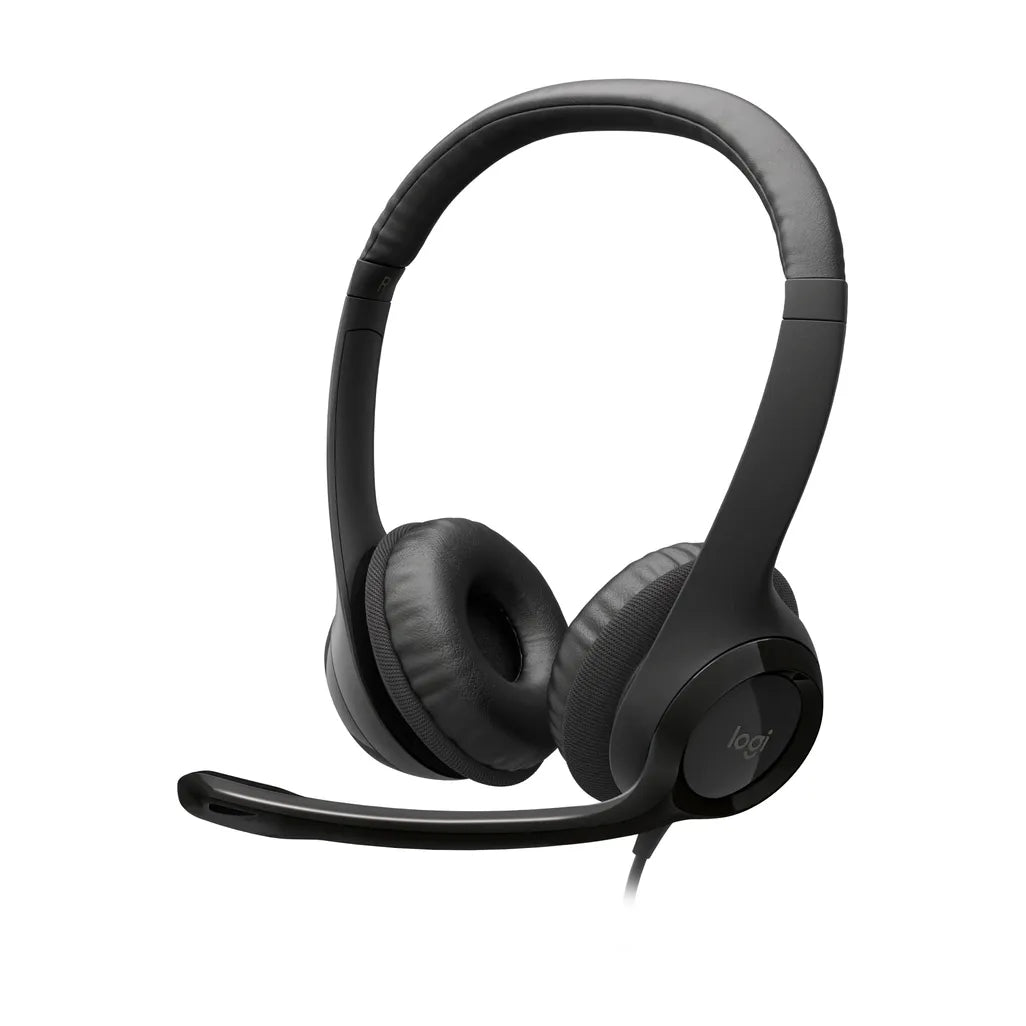 981-000406 - Logitech Headset H390 Black USB-A Stereo Internet headset adjustable headband Noise cancelling rotating microphone