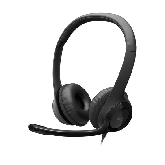 981-000406 - Logitech Headset H390 Black USB Stereo Internet headset adjustable headband Noise cancelling rotating microphone