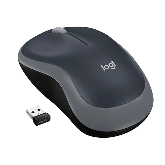 Logitech Wireless Mouse M185 (Black & Swift Grey) Nano USB receiver 3 buttons optical tracking with wheel 10m range 12-month bat
