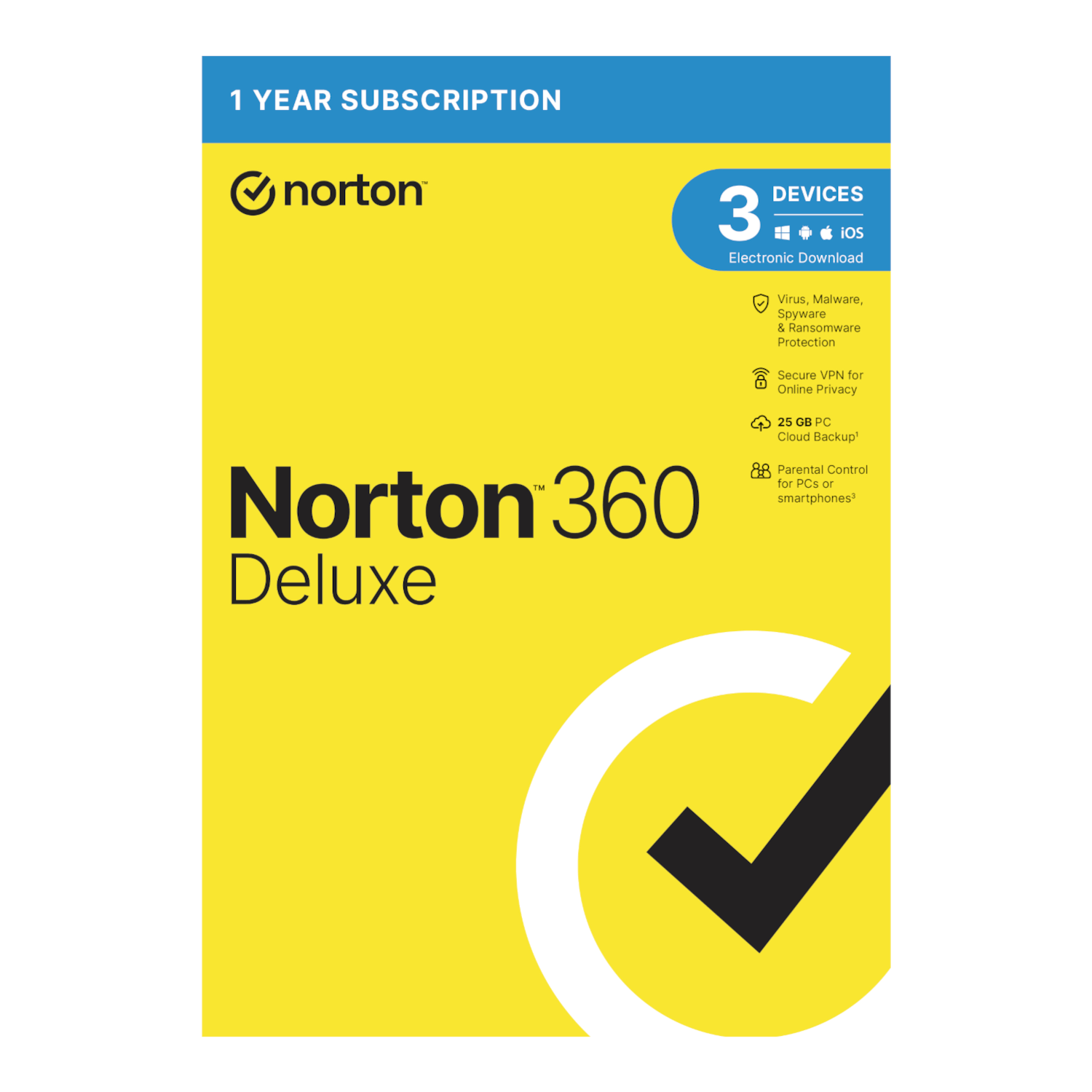 Norton 360 Deluxe 25GB - 3 Devices (Physical Package)