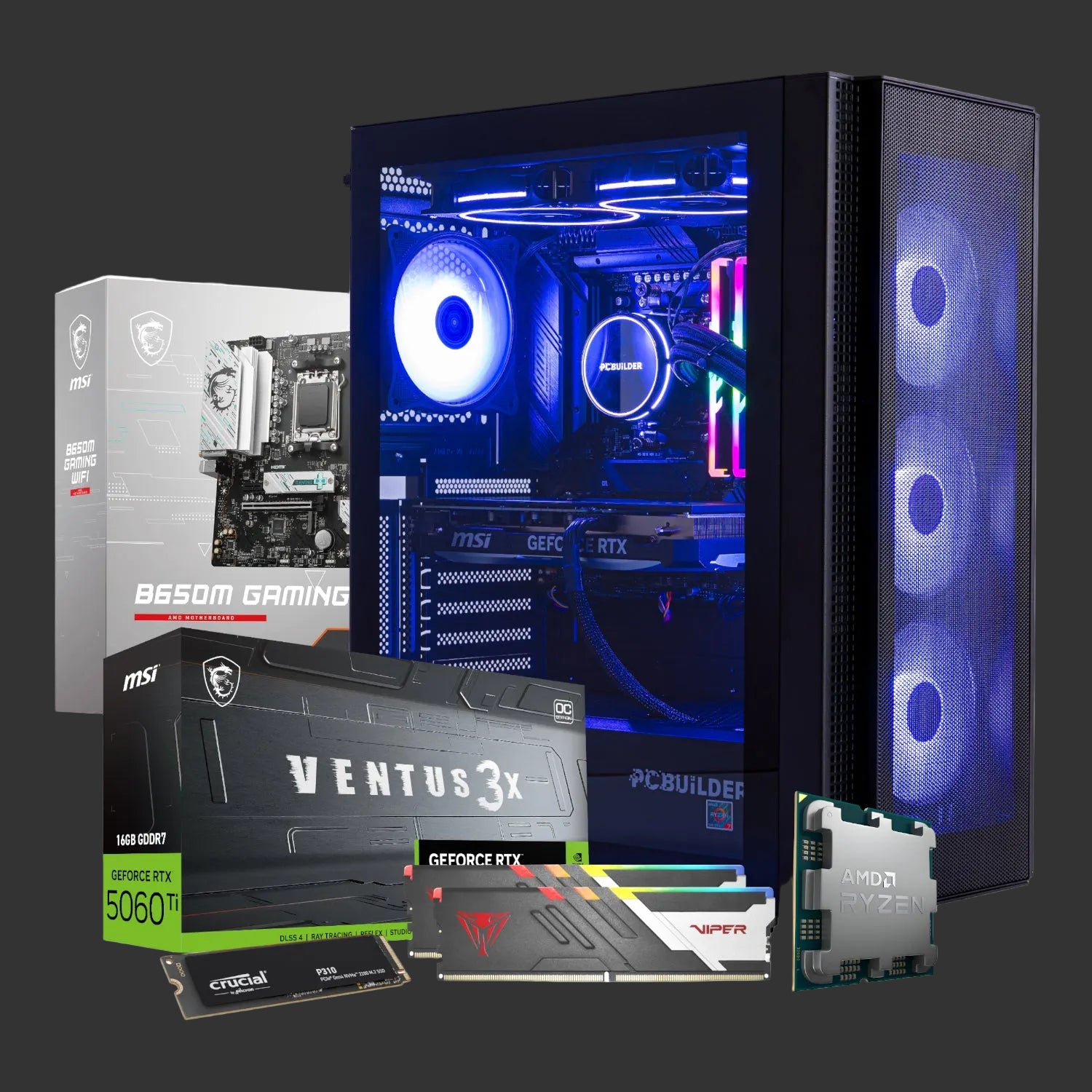 PCBuilder Ryzen 5 9600X NEXUS Windows 11 Gaming PC