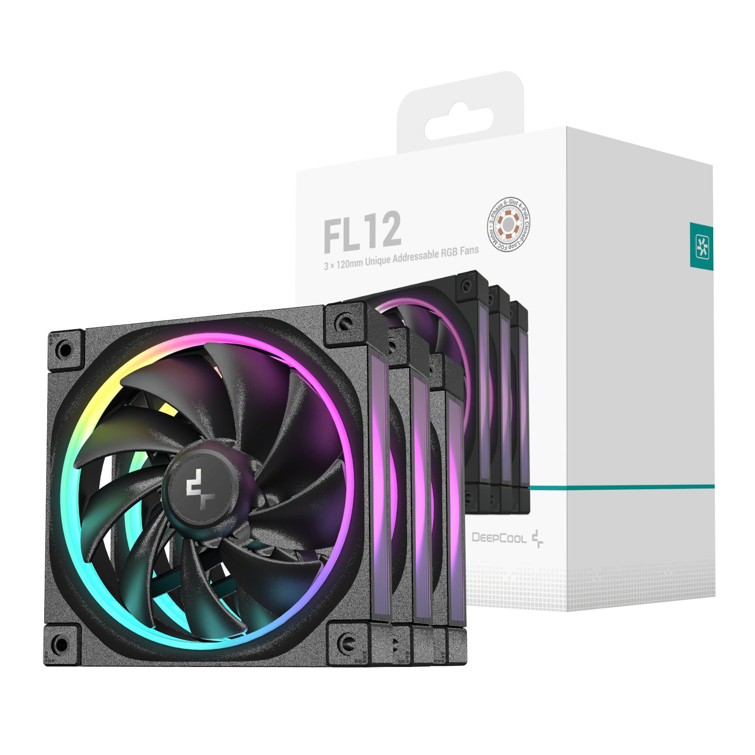 DeepCool FL12 3-in-1 ARGB 120mm PWM 3 Fan Pack - Black