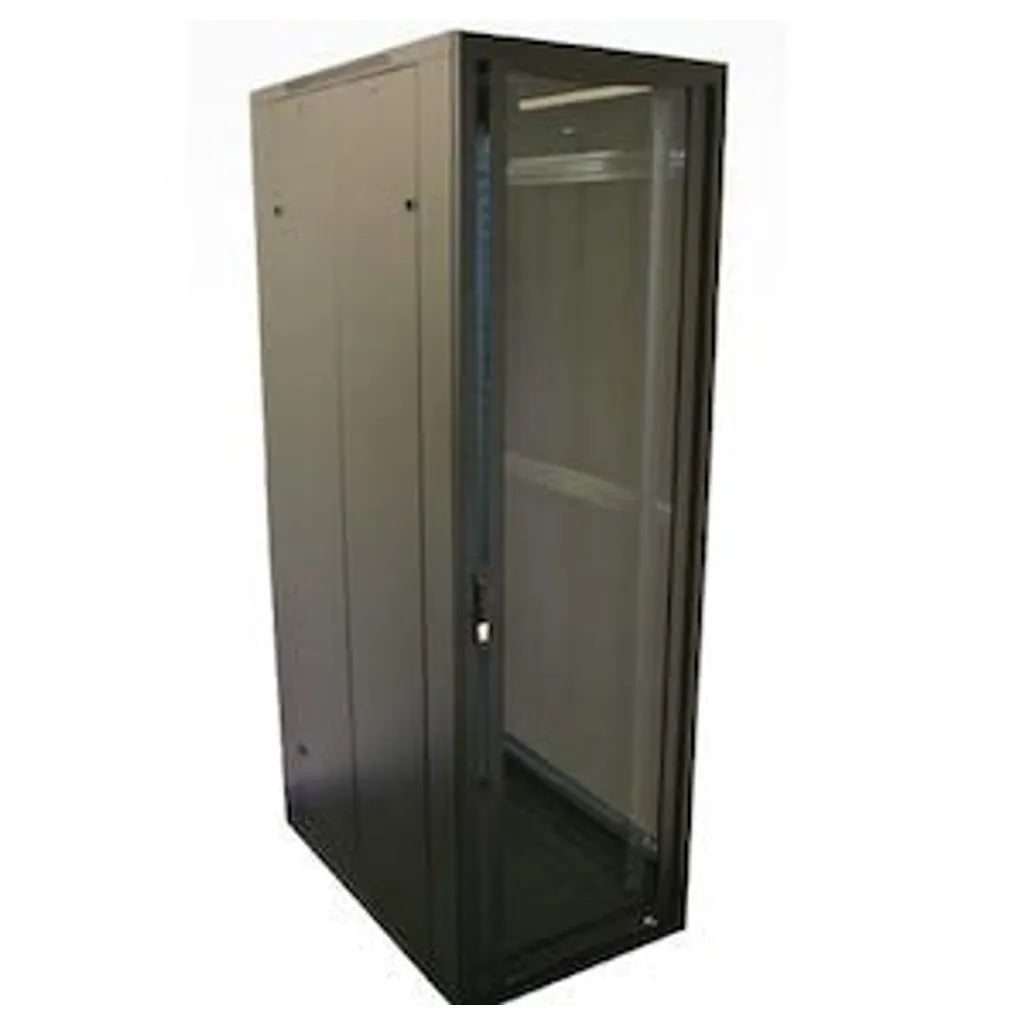 RCT 12U CP server/networking cabinet 4x uprights 4x feets incl glands + Screws; 600 X 600 GLASS DOOR