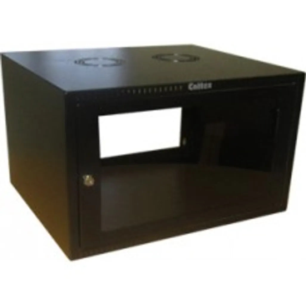 RCT 15U AP Pre-coated black wall mount cabinet 2x uprights 2x glands + Screws; 450mm PERFORATED DOOR.