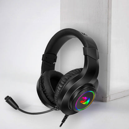 REDRAGON Over-Ear HYLAS Aux (Mic and Headset)|USB (Power Only)
 RGB Gaming Headset - Black