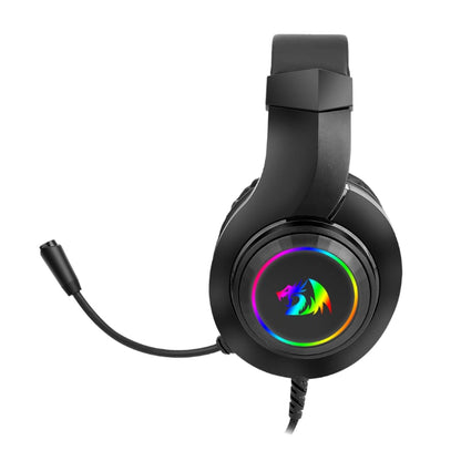 REDRAGON Over-Ear HYLAS Aux (Mic and Headset)|USB (Power Only)
 RGB Gaming Headset - Black