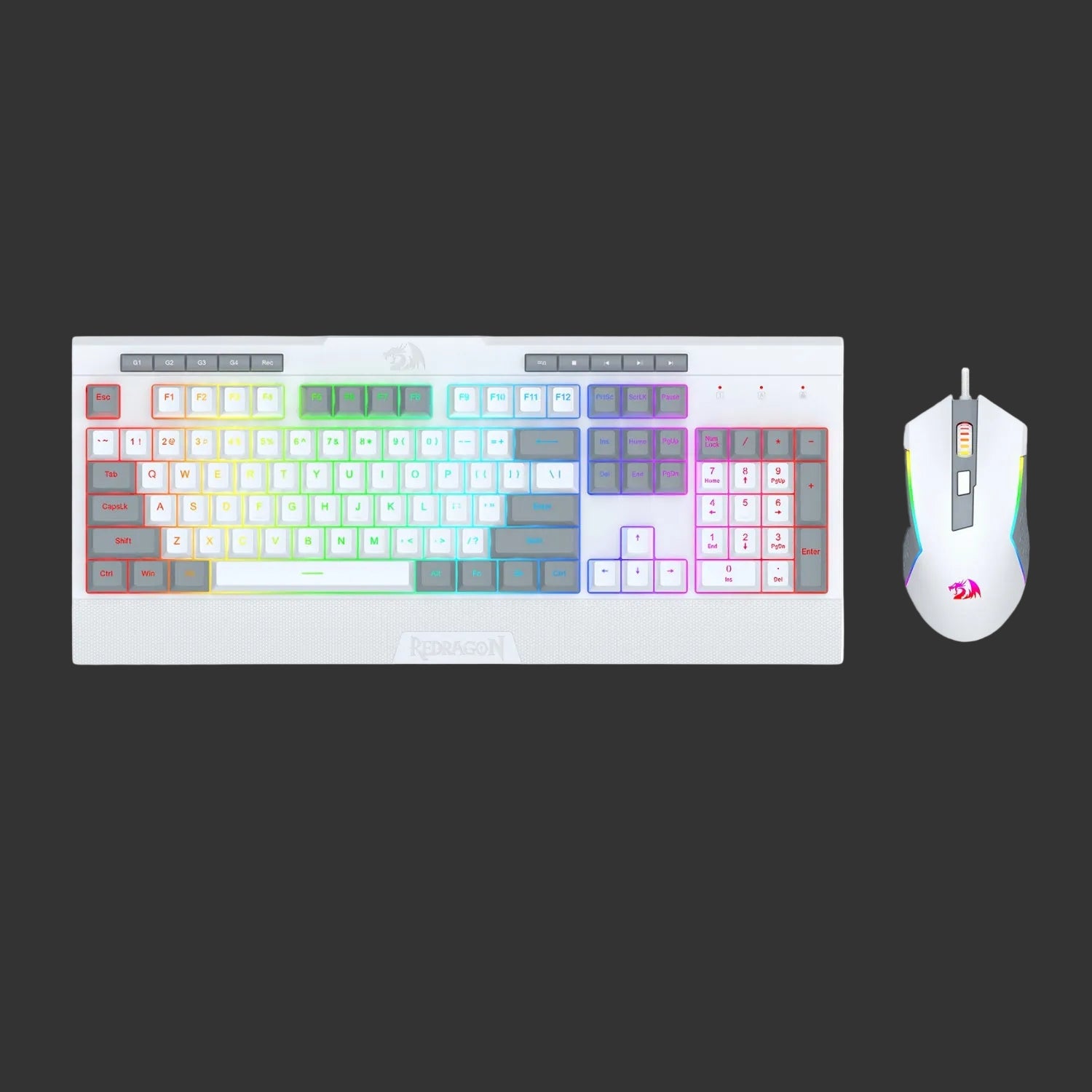 Redragon S151 Wired RGB Gaming Keyboard and Mouse Combo - White and Grey