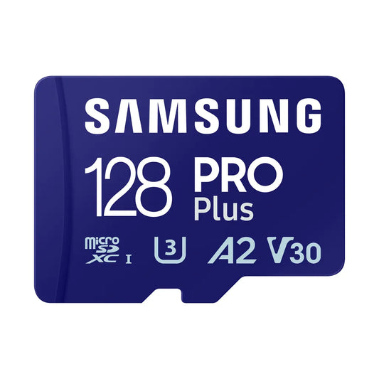 Samsung MB-MD128SA PRO Plus microSDXC 128GB Memory Card; Read : up to 180MB/s Write : up to 130MB/s  with UHS-1 interface; Speed