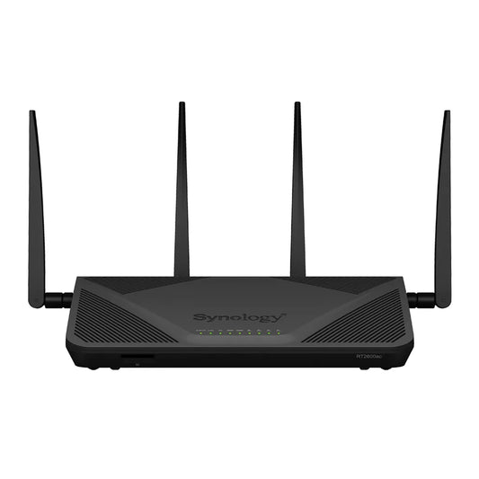 Synology Router; AC2600 Dual-Band Gigabit WiFi Router; 4x4 MIMO Omni-Directional High-Gain Dipole; 4x 1GbE LAN; 1x WAN; Mesh