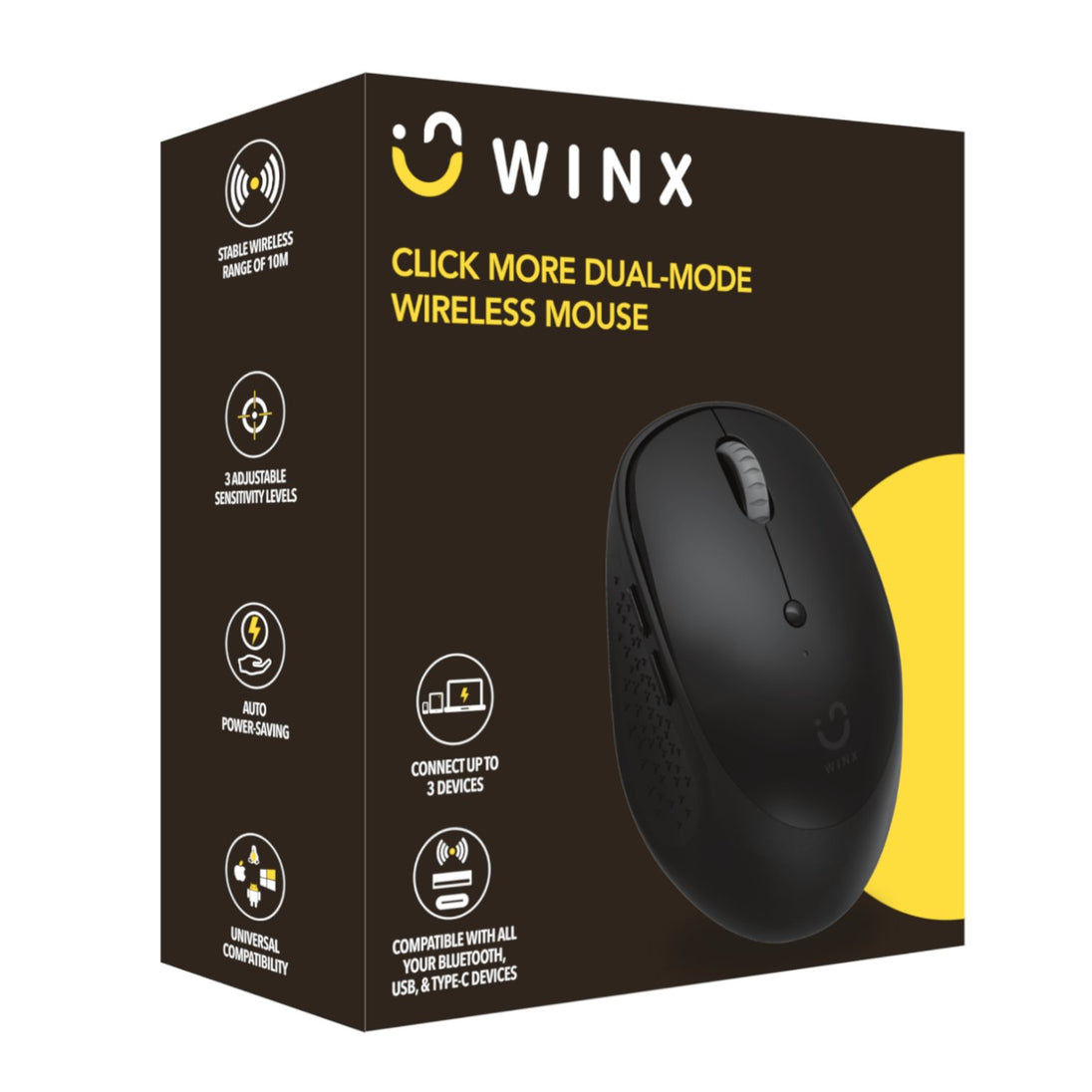 Click More WINX CLICK More Dual-Mode Wireless Mouse - Black
