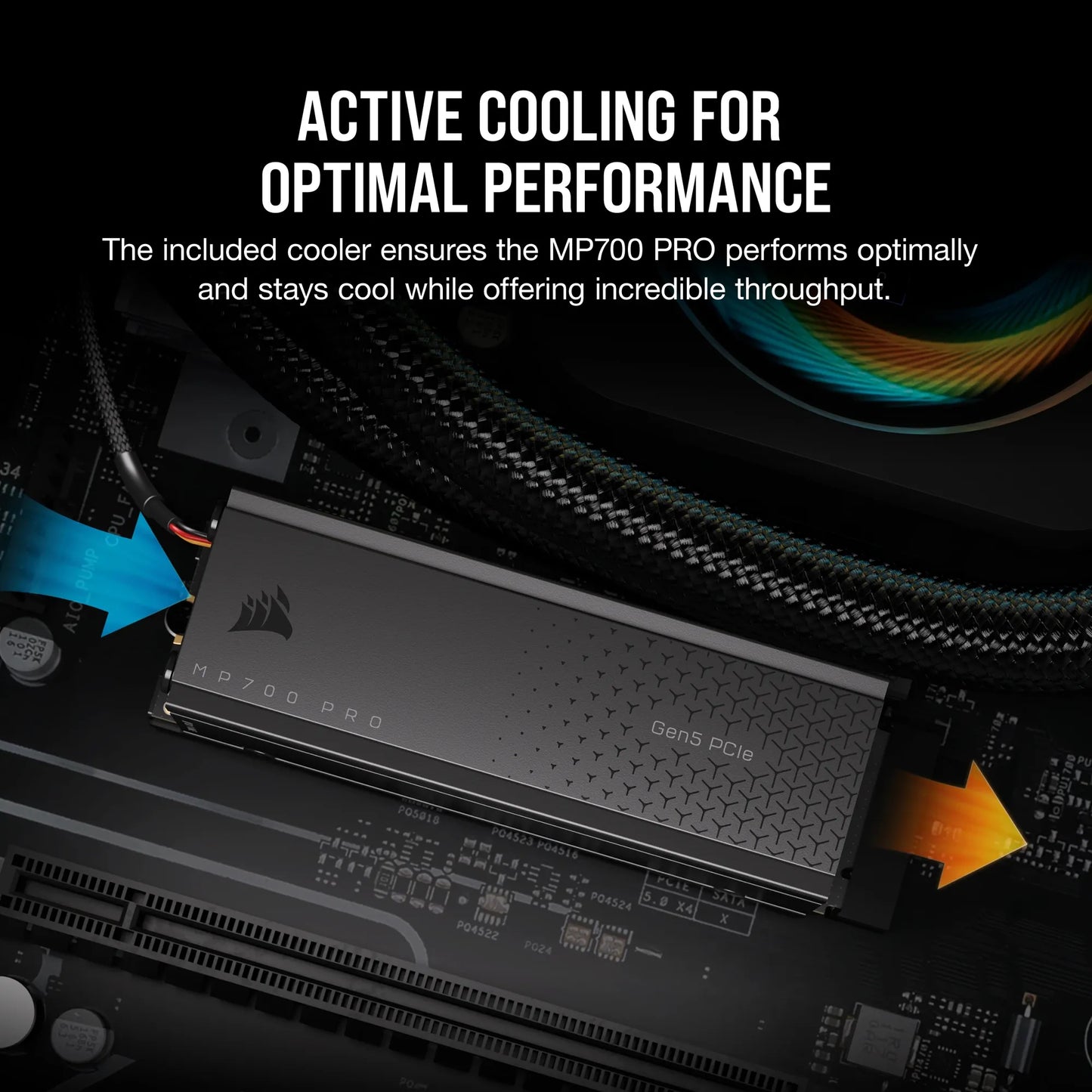Corsair MP700 PRO 2TB M.2 NVMe PCIe Gen. 5 x4 SSD with Cooler; Read Up To 12 400MB/s; Write up to 11 800MB/s